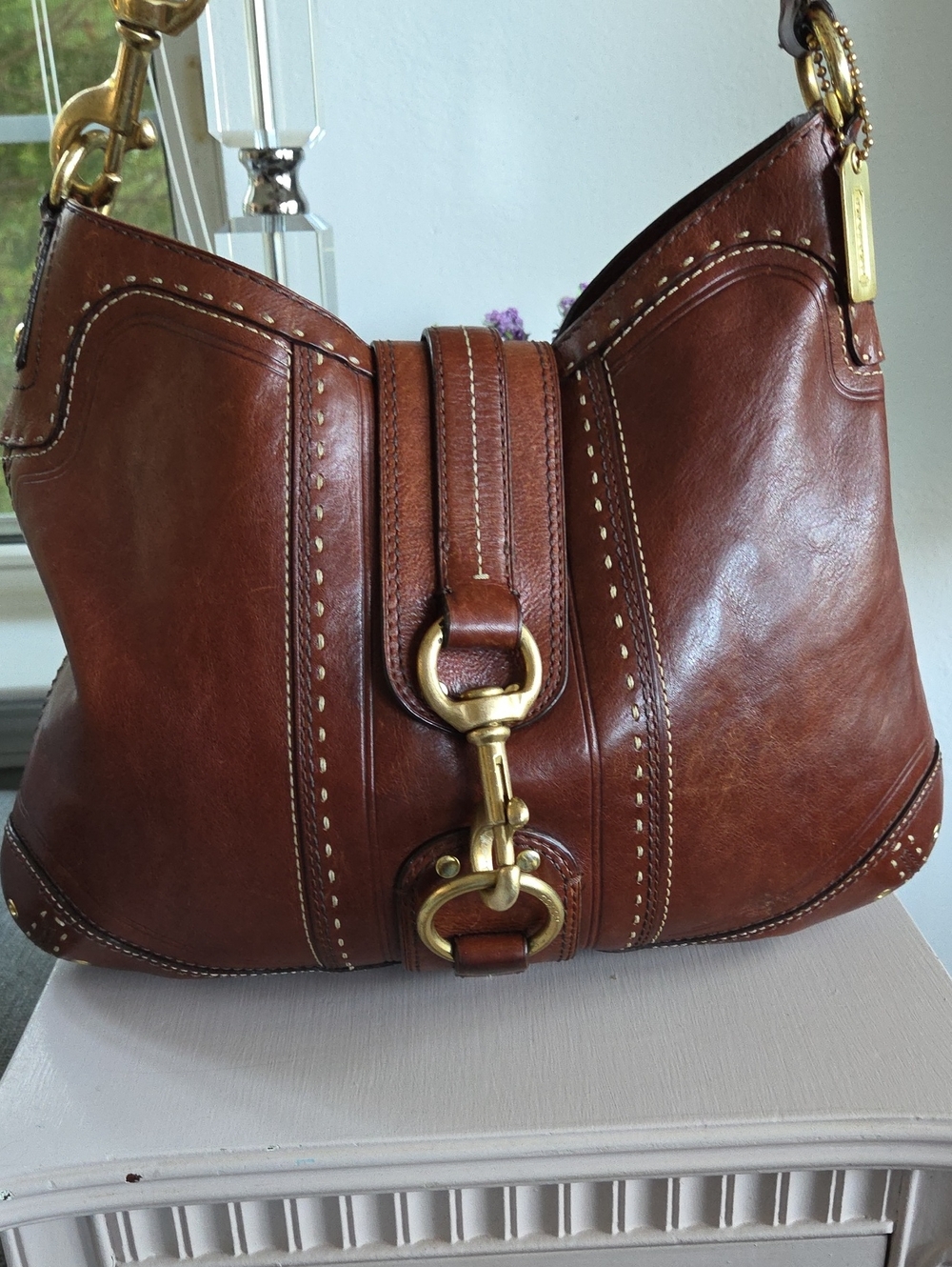COACH 2006 Mahogany/ Whiskey Hamptons Hobo Shoulder Bag #10554 - Picture 9 of 13
